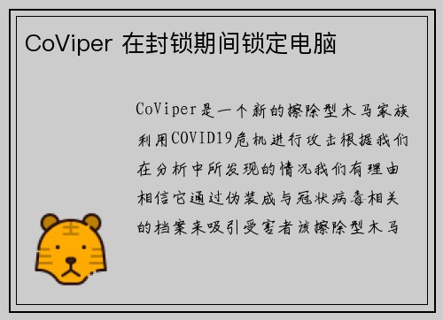 CoViper 在封锁期间锁定电脑 