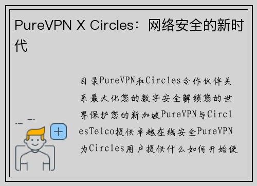 PureVPN X Circles：网络安全的新时代 